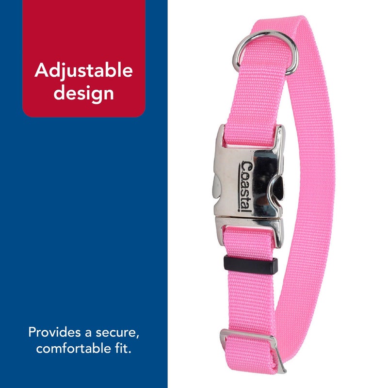 Coastal Pet Adjustable Dog Collar with Metal Buckle - Comfortable Fade-Resistant Dog Collar with Snap Lock - Perfect for Walking & Tie Outs -Pink Bright - 1" x 18" - 26" - Image 5
