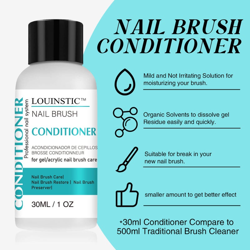LOUINSTIC Nail Brush Cleaner and Conditioner - Quickly Clean Gel Nail Brushes, Paint Brushes, Airbrushes, Art Tools, Preserver and Restorer for Kolinsky Acrylic Brush Etc. - Image 4