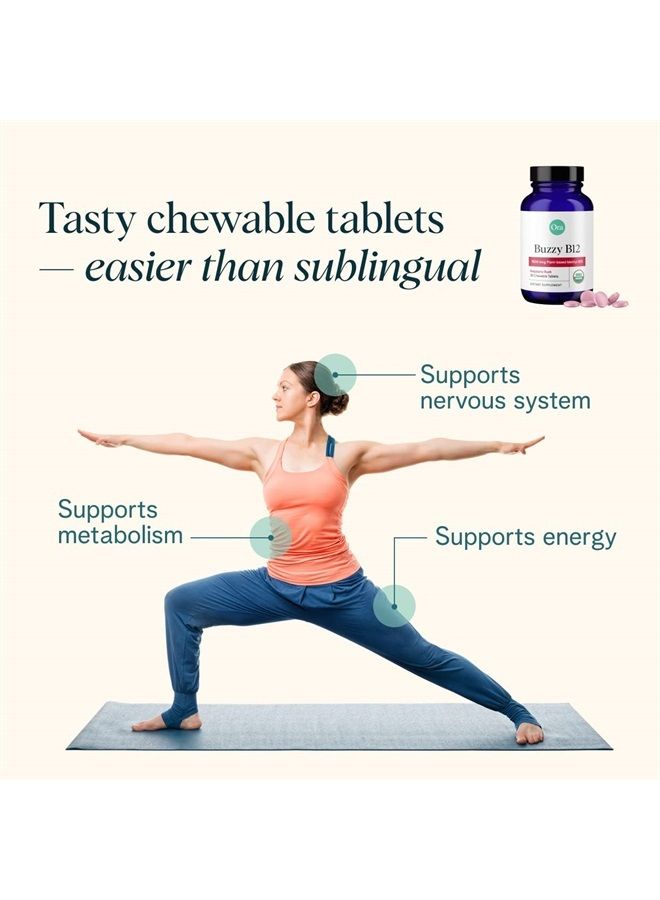 Ora Organic Vitamin B12 1500mcg - plant-based methylcobalamin for adults - Natural stimulant-free energy, Raspberry flavor chewable tablets, no added sugar - 30 tablets - Image 5