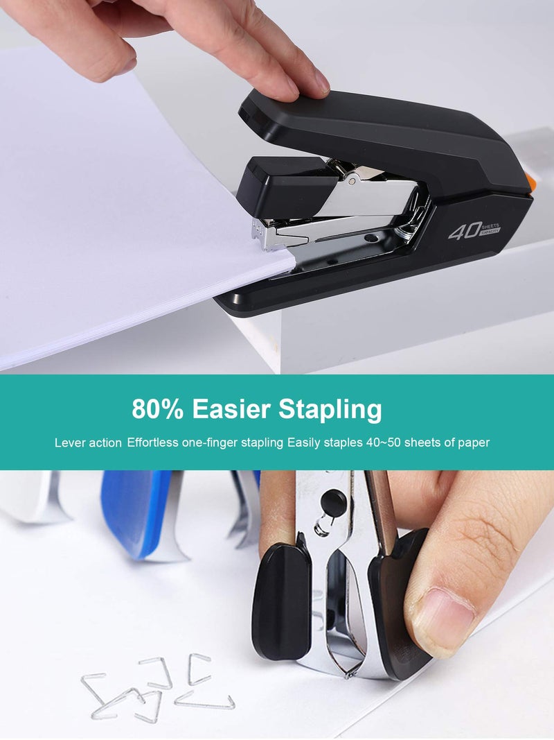 Leven Deli Effortless Desktop Stapler, 40 Sheet Capacity, One Finger Touch Stapling, Easy to Load Ergonomic Heavy Duty Stapler, Includes 1500 Staples and Staple Remover - Image 5