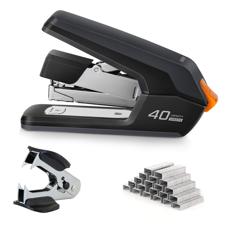 Leven Deli Effortless Desktop Stapler, 40 Sheet Capacity, One Finger Touch Stapling, Easy to Load Ergonomic Heavy Duty Stapler, Includes 1500 Staples and Staple Remover - Image 1