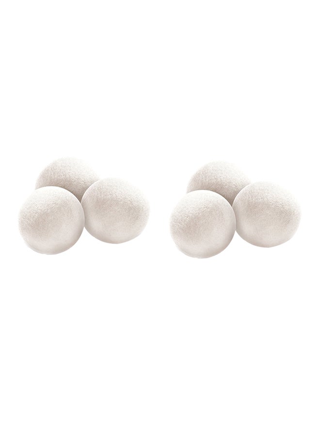 6-Piece Wool Laundry Ball Set white 200grams - Image 1