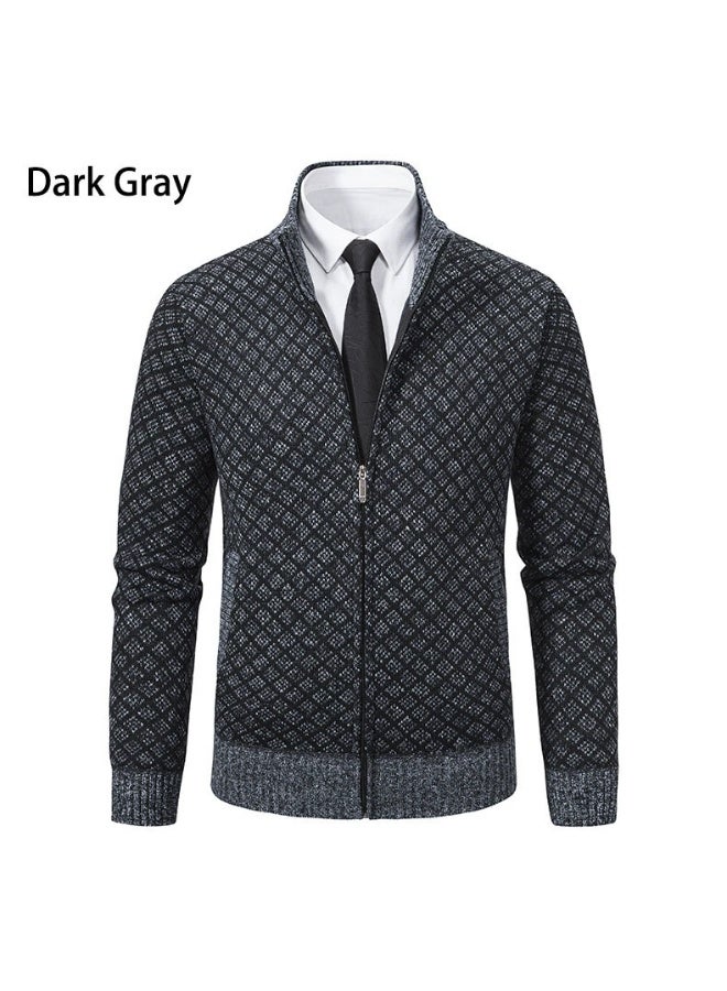 general Mens Winter Cardigan Sweatercoats Male Stand Collar Fleece Sweaters Jacket Warm Slim Sweater Jacket for Men - Image 1