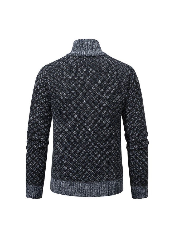 general Mens Winter Cardigan Sweatercoats Male Stand Collar Fleece Sweaters Jacket Warm Slim Sweater Jacket for Men - Image 2