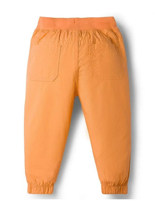Babyhug Babyhug Poplin Cotton Woven Full Length Trouser Pant with Patch & Pockets - Orange