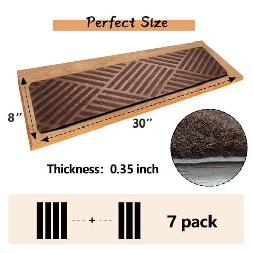 Demiwise Non Slip Stair Treads for Wooden Steps Indoor7 Pack 8 x 30 Non Slip Carpet Stair Treads with Reusable Adhesive Rubber BackingStaircase Step Treads Carpet Treads for Kids Elders and Pets - Image 3