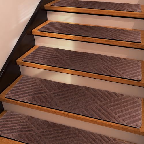 Demiwise Non Slip Stair Treads for Wooden Steps Indoor7 Pack 8 x 30 Non Slip Carpet Stair Treads with Reusable Adhesive Rubber BackingStaircase Step Treads Carpet Treads for Kids Elders and Pets - Image 1