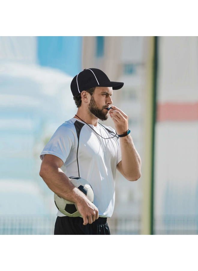 BBTO Adjustable Black with White Stripes Football Cap, Official Referee Hat and Stainless Steel Whistle with Lanyard for Football Refs, Umpires, Linesman - Image 5