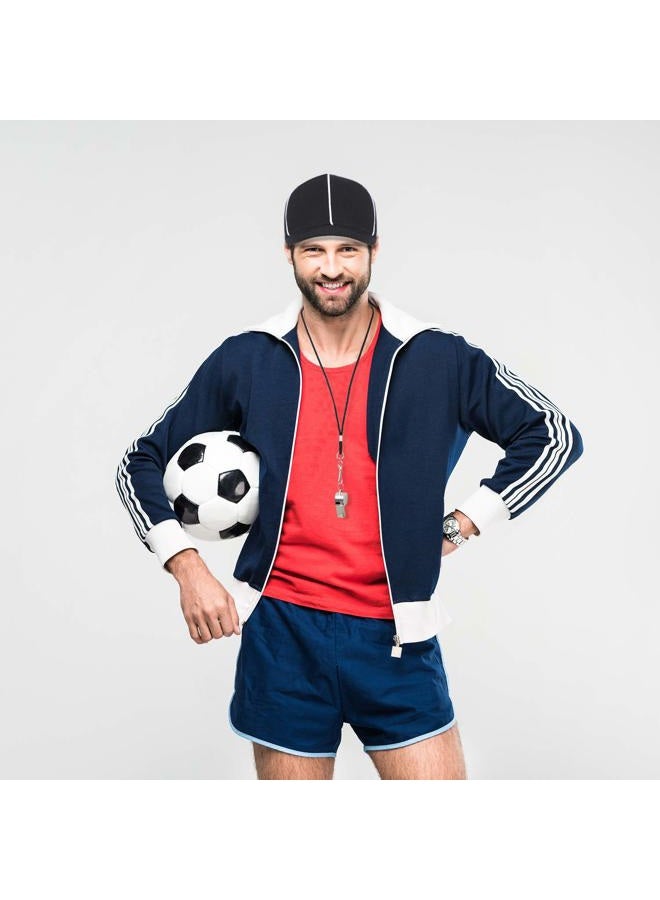 BBTO Adjustable Black with White Stripes Football Cap, Official Referee Hat and Stainless Steel Whistle with Lanyard for Football Refs, Umpires, Linesman - Image 4