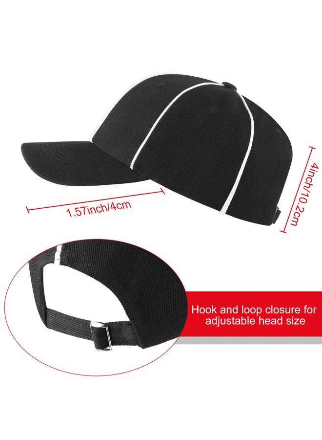 BBTO Adjustable Black with White Stripes Football Cap, Official Referee Hat and Stainless Steel Whistle with Lanyard for Football Refs, Umpires, Linesman - Image 2