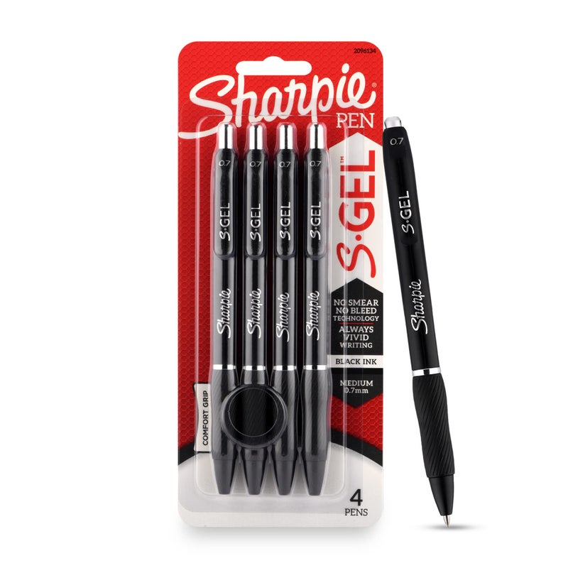 SHARPIE Black Colour Gel Pen Set for Students| Water Proof ink for Smooth & Comfortable Writing Experience| Office Stationery | 0.7 MM |Pack of 4 - Image 3