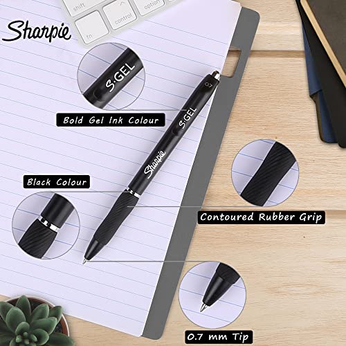 SHARPIE Black Colour Gel Pen Set for Students| Water Proof ink for Smooth & Comfortable Writing Experience| Office Stationery | 0.7 MM |Pack of 4 - Image 4