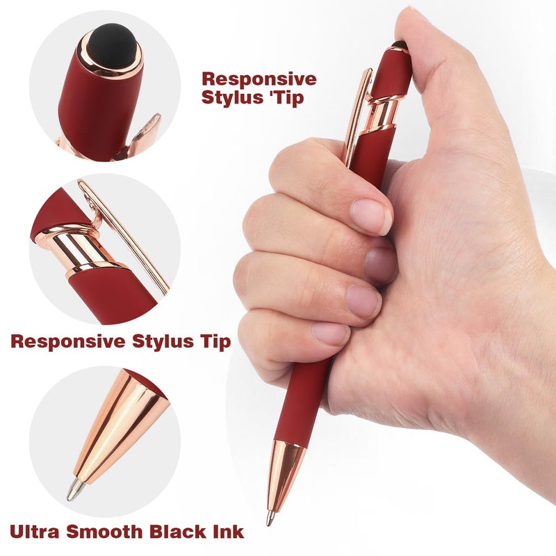 Bribobo 6 Pack Ballpoint Pen 2-in-1 Stylus Retractable Ballpoint Pen with Stylus tip, Metal Stylus Pen for Touch Screens, 1.0 mm Black Ink, 6 Different Color - Image 2