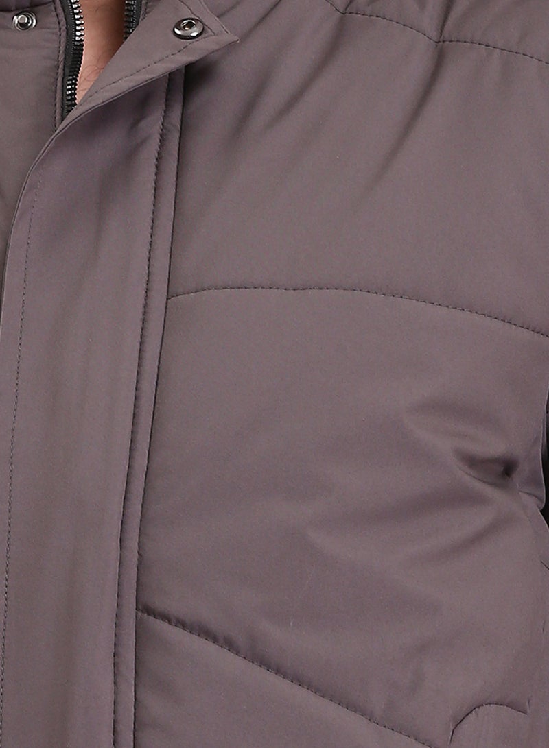RAVIN Men Casual Solid Jacket With Zipped Pockets Dark Grey - Image 3