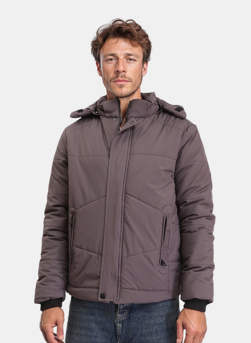 RAVIN Men Casual Solid Jacket With Zipped Pockets Dark Grey - Image 1