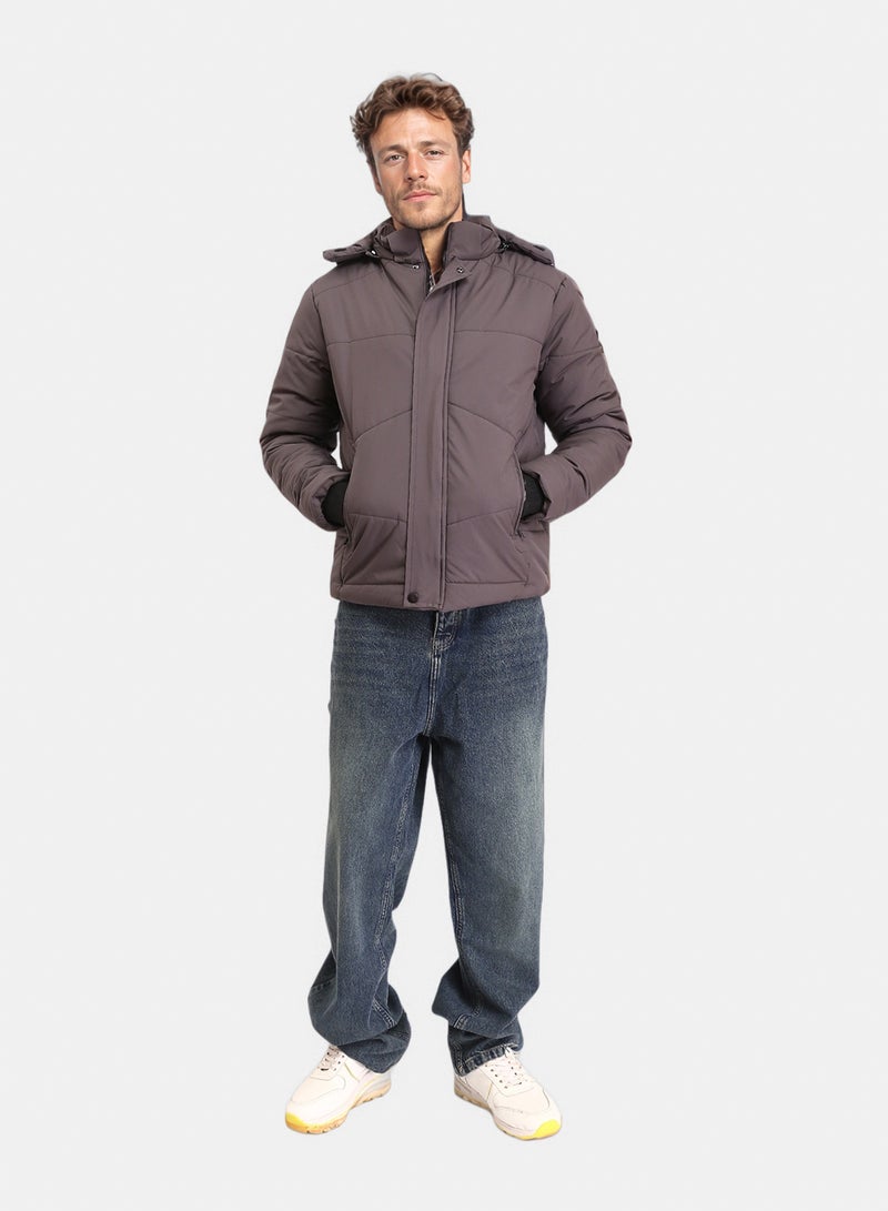 RAVIN Men Casual Solid Jacket With Zipped Pockets Dark Grey - Image 4