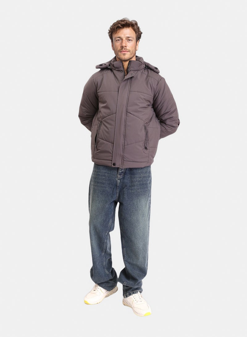 RAVIN Men Casual Solid Jacket With Zipped Pockets Dark Grey - Image 5