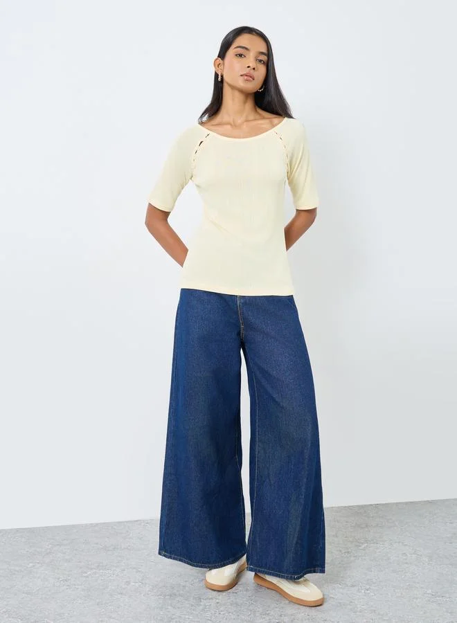 Take Two Take Two Texture Buttoned Knitted Top