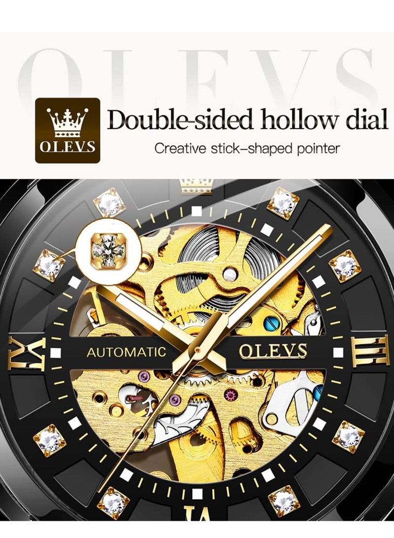 أوليفز ساعة OLEVS الرجالية الميكانيكية الفاخرة المرصعة بالألماس الهيكلي 9901 - Image 5