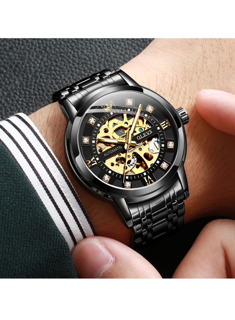أوليفز ساعة OLEVS الرجالية الميكانيكية الفاخرة المرصعة بالألماس الهيكلي 9901 - Image 2