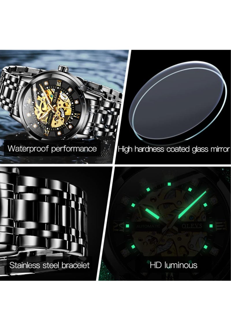 أوليفز ساعة OLEVS الرجالية الميكانيكية الفاخرة المرصعة بالألماس الهيكلي 9901 - Image 4