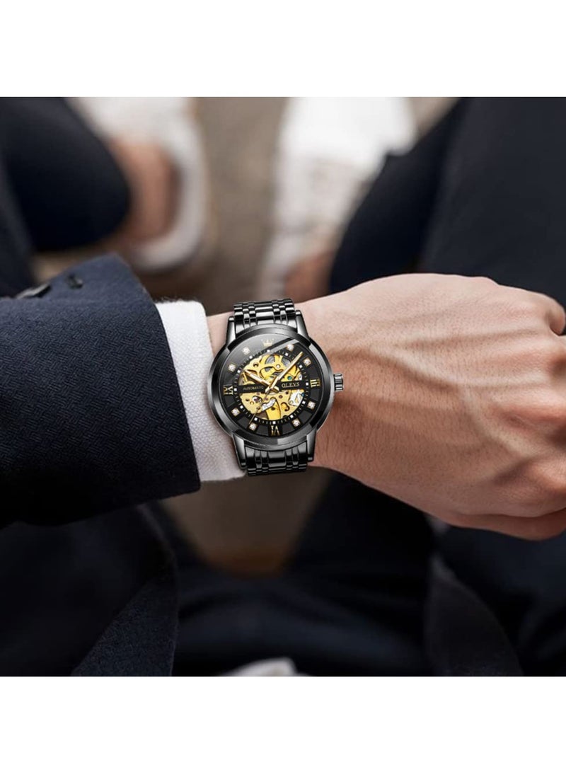 أوليفز ساعة OLEVS الرجالية الميكانيكية الفاخرة المرصعة بالألماس الهيكلي 9901 - Image 3