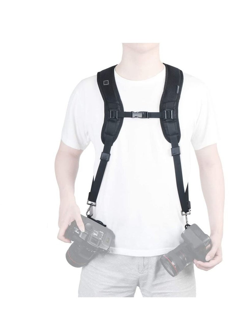 Generic Double Digital Camera Quick Rapid Adjustment Shoulder Sling Belt for Canon Nikon Sony 2 -Black  - Image 2