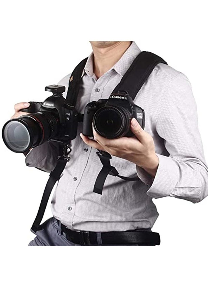 Generic Double Digital Camera Quick Rapid Adjustment Shoulder Sling Belt for Canon Nikon Sony 2 -Black  - Image 4