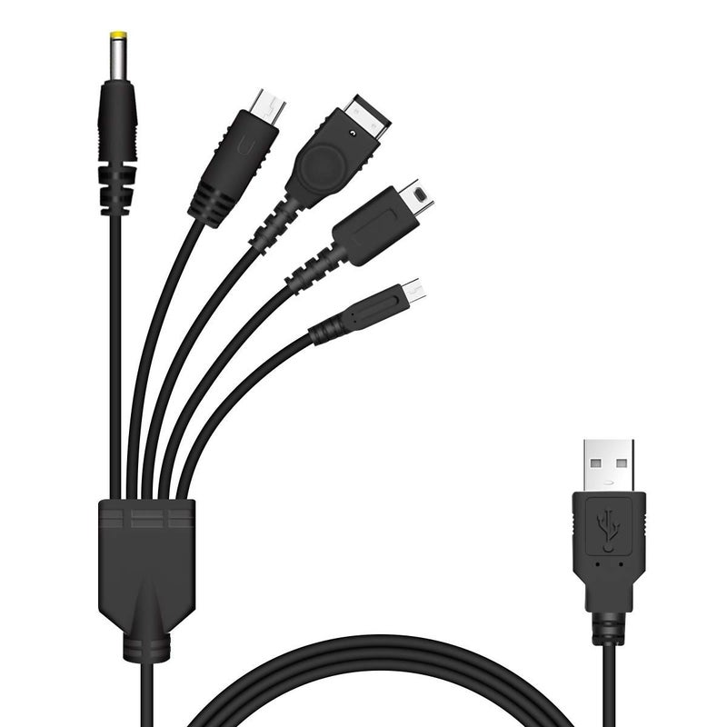 Xahpower 5 in 1 USB Charger Cable for Nintendo NDS/Wii U/New 3DS, 3DS, 2DS, DSi, NDS/GBA SP, PSP 1000-3000