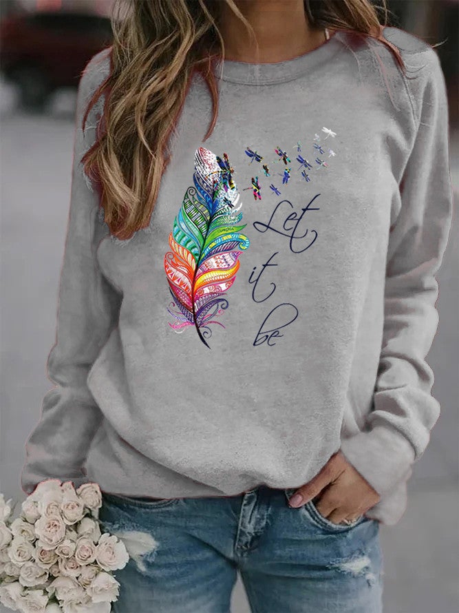 Womens Animal Print Round Neck Sweatshirt Gray without cap