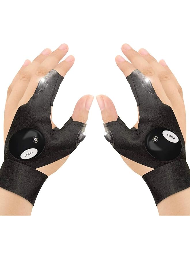 Bukela LED Flashlight Gloves Handsfree Lights for Fishing Camping Hiking Repairing Cool Unique Tool Gadget for Mechanic Car Guy & Electrician Dad Husband Handyman Car Repair 1 Pair Black - Image 1