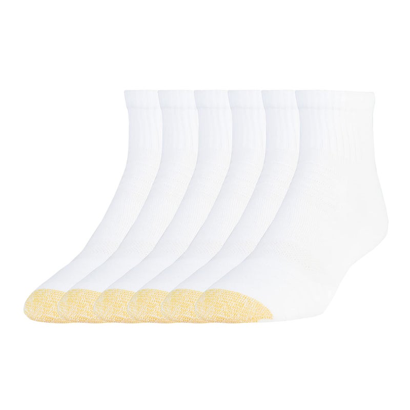 GOLDTOE Mens Tech Ankle Socks 6Pairs White Large
