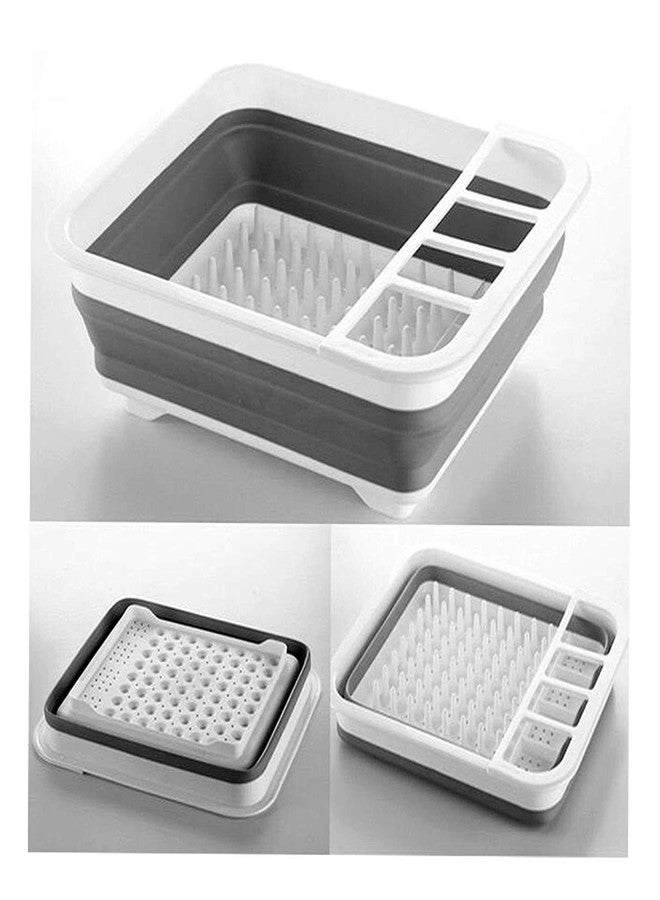 JIGVA Multifunctional Silicon Dish Drainer Collapsible Drying Rack Portable Dinnerware Organizer Heavy Duty Plastic & Silicone for Easy Cleaning - Image 2