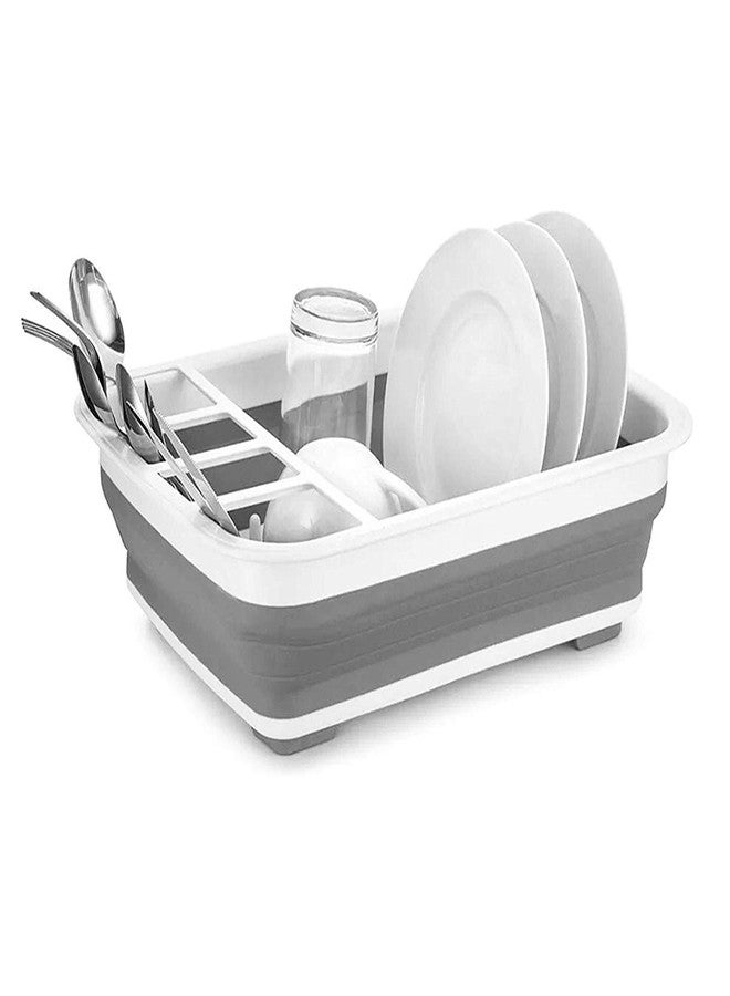 JIGVA Multifunctional Silicon Dish Drainer Collapsible Drying Rack Portable Dinnerware Organizer Heavy Duty Plastic & Silicone for Easy Cleaning - Image 1