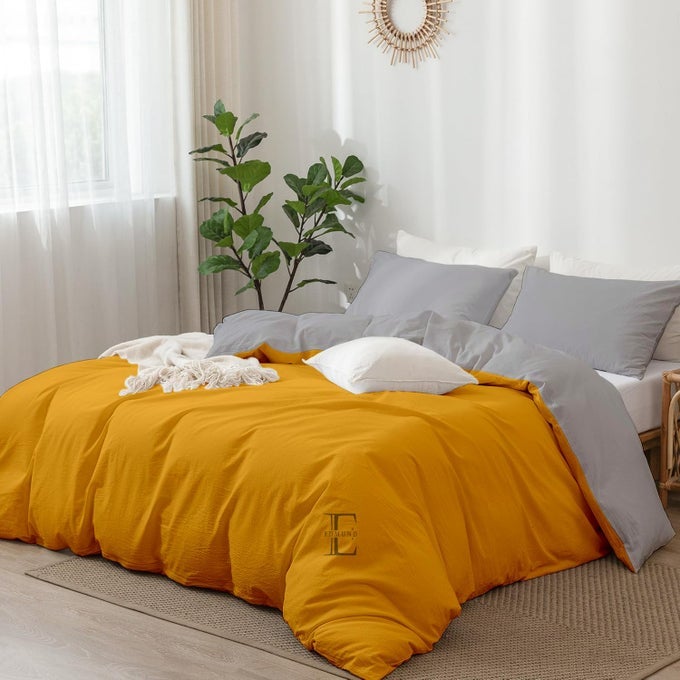 BRUSHED MICROFIBER KING SIZE REVERSIBLE DUVET COVER SETCOMFORTER COVERRAJAI COVERBLANKET COVER 92X106 INCH QUILT COVER KING SIZE WITH ZIPPER PILLOW COVER GOLD SILVER