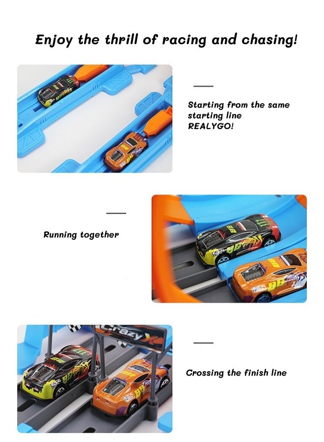 ألعاب سباق السيارات للأطفال، مجموعات سباق السيارات ذات الفتحات، مجموعة سباق سيارات، مجموعات سيارات مجمعة يمكنك تجميعها بنفسك، مع حلقات تشويق 360 درجة وسيارتين، مسار سباق للأطفال من سن 3 سنوات فما فوق، ألعاب سباق السيارات هدية للأولاد والبنات وأعياد الميلاد والكريسماس - Image 3