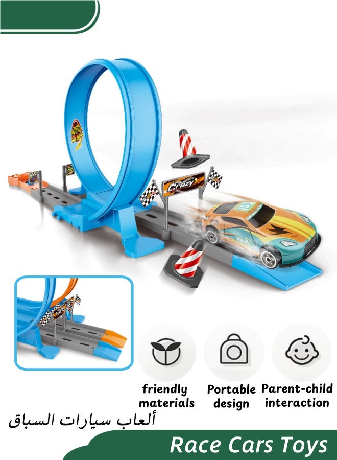 ألعاب سباق السيارات للأطفال، مجموعات سباق السيارات ذات الفتحات، مجموعة سباق سيارات، مجموعات سيارات مجمعة يمكنك تجميعها بنفسك، مع حلقات تشويق 360 درجة وسيارتين، مسار سباق للأطفال من سن 3 سنوات فما فوق، ألعاب سباق السيارات هدية للأولاد والبنات وأعياد الميلاد والكريسماس - Image 1