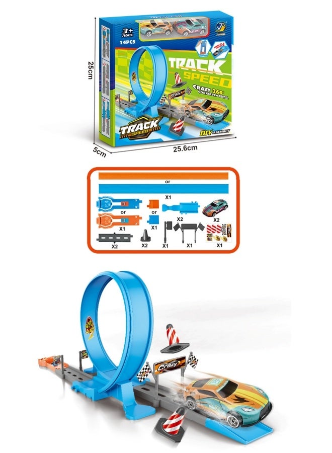 ألعاب سباق السيارات للأطفال، مجموعات سباق السيارات ذات الفتحات، مجموعة سباق سيارات، مجموعات سيارات مجمعة يمكنك تجميعها بنفسك، مع حلقات تشويق 360 درجة وسيارتين، مسار سباق للأطفال من سن 3 سنوات فما فوق، ألعاب سباق السيارات هدية للأولاد والبنات وأعياد الميلاد والكريسماس - Image 2