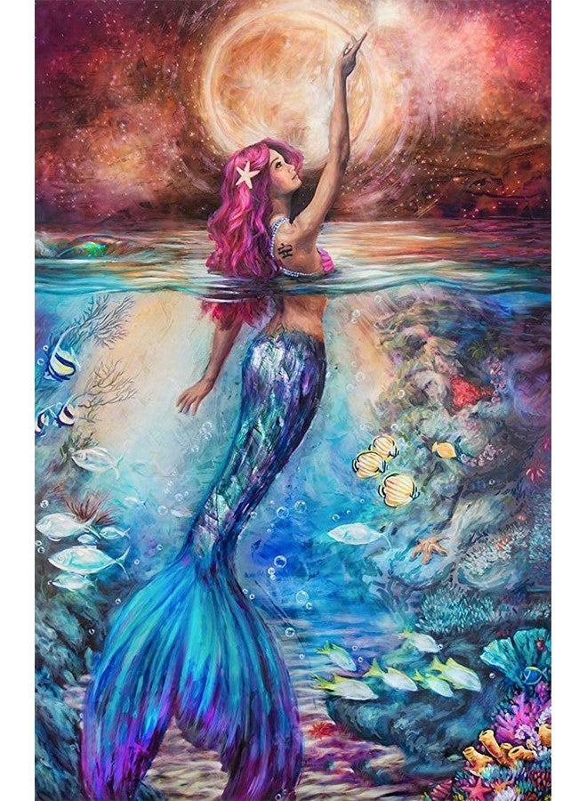 DIAMOND CRAFTZ طقم رسم الماس 5D من دياموند كرافتز، طقم رسم الماس بحجم 12x16 بوصة للبالغين والأطفال، مناسب جداً للترفيه المنزلي وزينة الجدران، هدية للأطفال والبالغين (حورية البحر) - Image 1