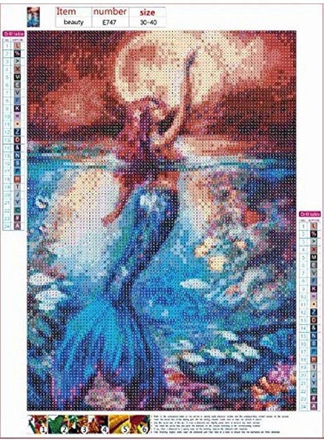 DIAMOND CRAFTZ طقم رسم الماس 5D من دياموند كرافتز، طقم رسم الماس بحجم 12x16 بوصة للبالغين والأطفال، مناسب جداً للترفيه المنزلي وزينة الجدران، هدية للأطفال والبالغين (حورية البحر) - Image 2