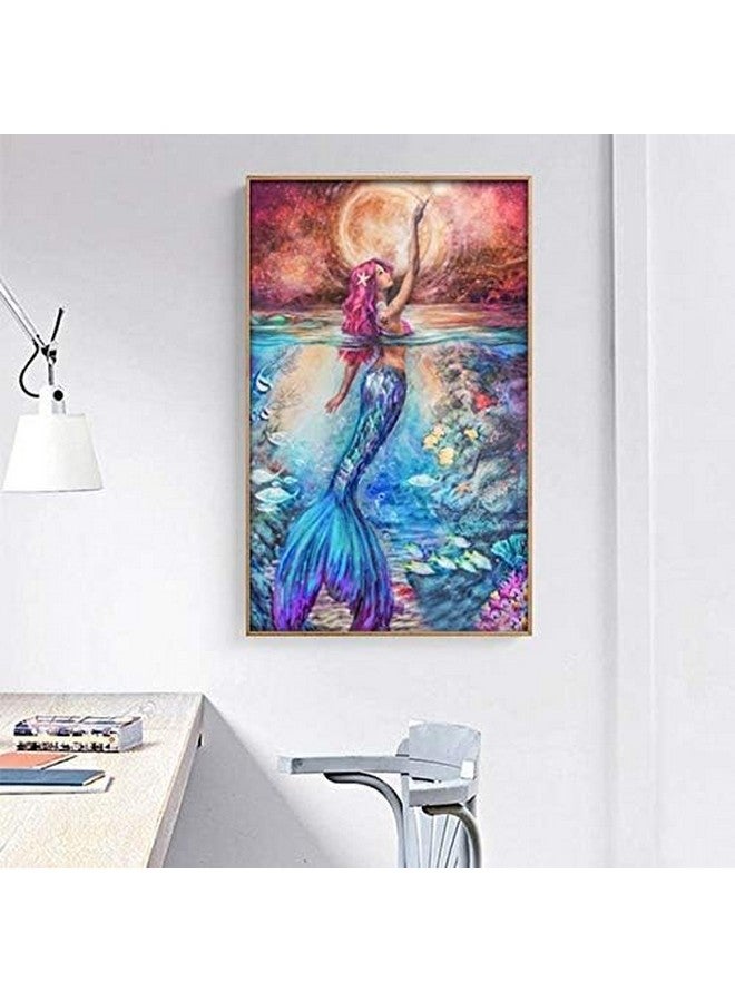 DIAMOND CRAFTZ طقم رسم الماس 5D من دياموند كرافتز، طقم رسم الماس بحجم 12x16 بوصة للبالغين والأطفال، مناسب جداً للترفيه المنزلي وزينة الجدران، هدية للأطفال والبالغين (حورية البحر) - Image 3