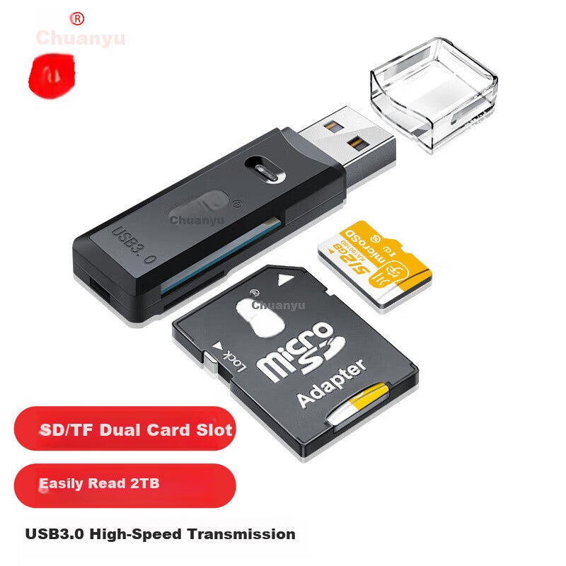 Chuanyu USB3.0 High-Speed SD/TF Card Reader Multi-In Compatible with DSLR Camera Storage Cards, Dash Cam, Surveillance Drone, Computer And Smartphone Memory Card Reader - Image 1