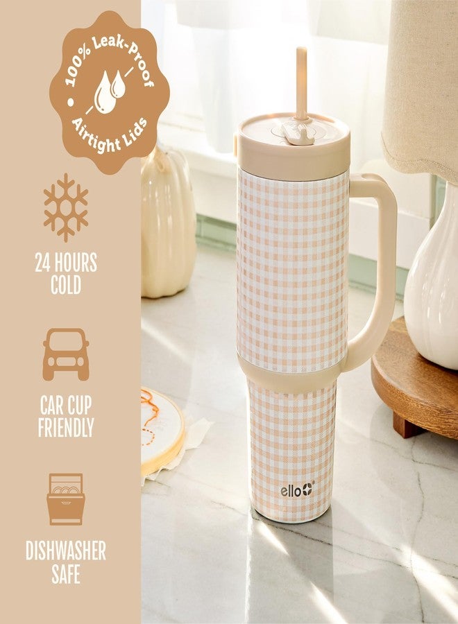 Ello Oasis 30oz Stainless Steel Water Bottle - Beige Gingham - Image 5