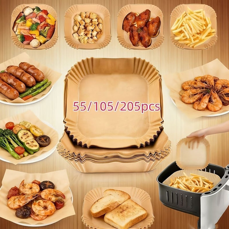 205 قطعة محسّنة من ورق الخبز غير اللاصق لصواني المقلاة الهوائية مربع مقاوم للزيت سعة 2.8 كوارت - Image 2