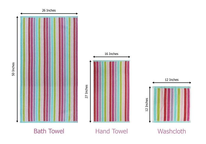 ORIGINAL KIDS 6 Piece Towel Set - 2 Bath Towels, 2 Hand Towels, 2 Washcloths - 100% Cotton - Soft Absorbent Quick Dry - Durable Pool Shower Beach - Gift - Pink Multi - Image 3