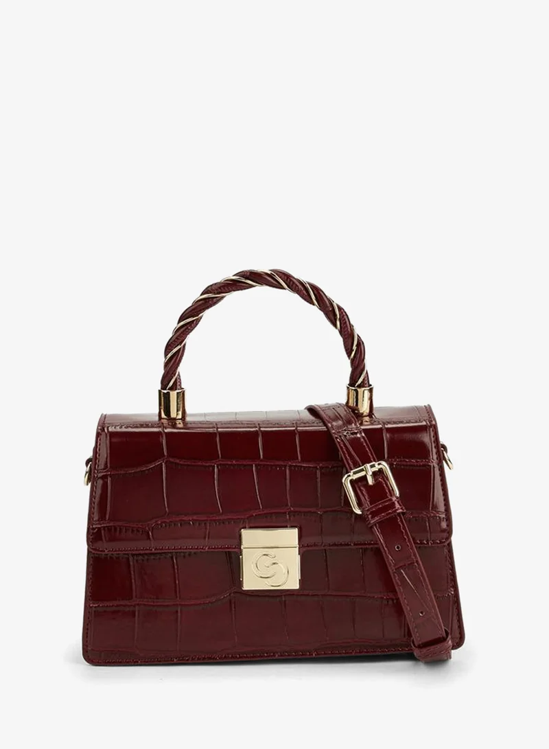 Celeste Textured Satchel Bag With Top Handle