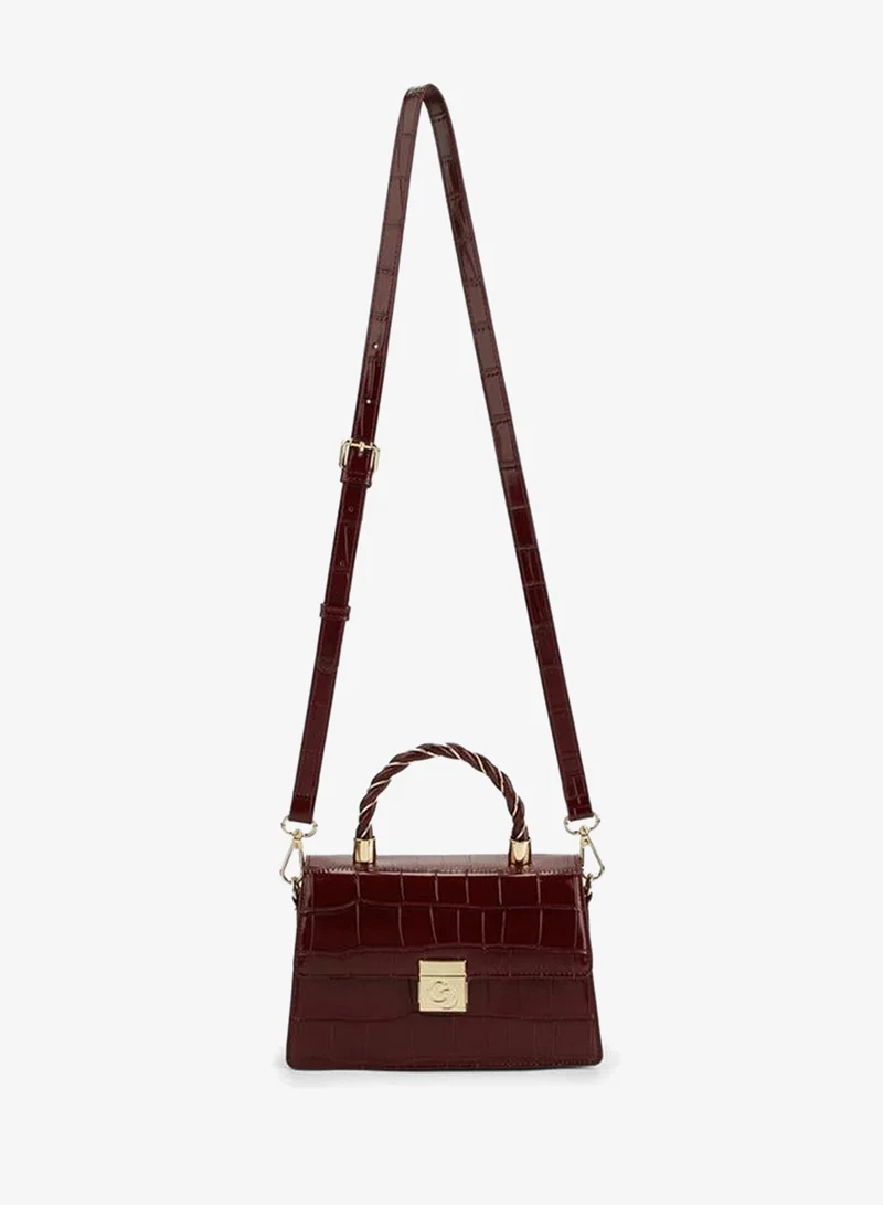 Celeste Textured Satchel Bag With Top Handle