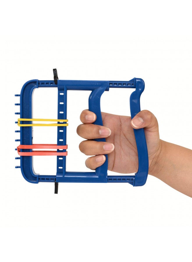 Sammons Preston Rolyan Basic Ergonomic Hand Exerciser, Strengthening Device for Fingers, Hands, and Thumbs, Comes with 4 Pairs of Graded Rubber Bands with Progressive Difficulty, Blue - Image 2