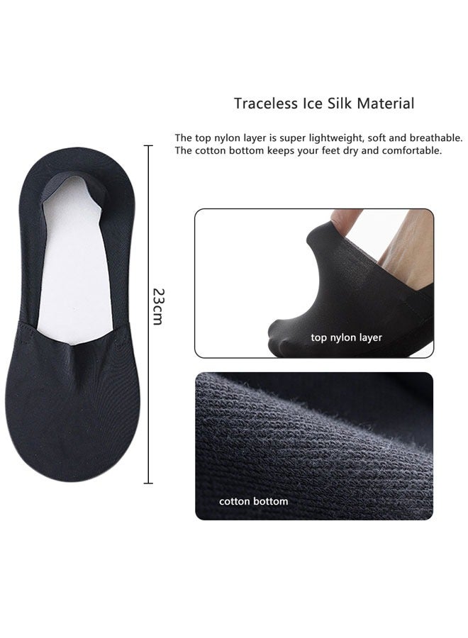 HAWAWA 6 Pairs Mens No Show Socks Thin Silk Non Slip Low Cut Liner Socks Invisible for Flats Boat Loafers Boat White Black  - Image 2
