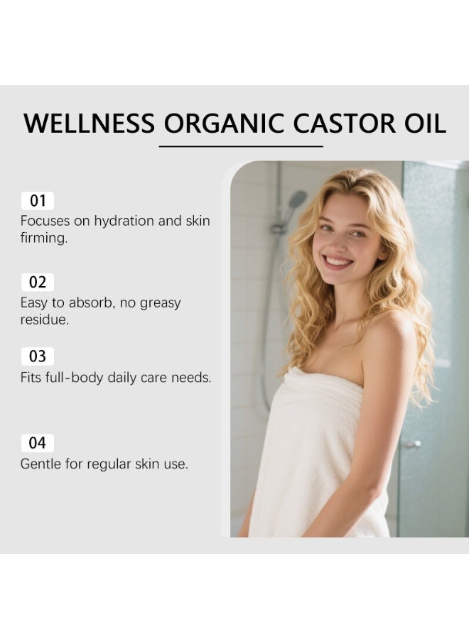 Organic Premium Organic Castor Oil | Cold Pressed Hexane Free with 90% Ricinoleic Acid, Easy Absorb Deep Hydration Oil for Firming Skin, Hair & Eyelash Care, 100ml - Image 3